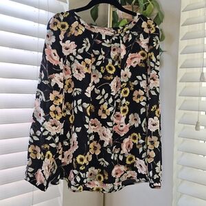 cupcakes & cashmere Floral Print Blouse - Black, Pink, Yellow